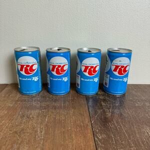 Bundle Lot of 4 Vintage 1970s RC‎ Cola Steel Flat Top Soda Cans Baseball Players